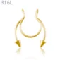 Faux Piercing Nez Septum Fer à Cheval à Pointes Acier 316L Doré PVD