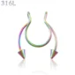 Faux Piercing Nez Septum Fer à Cheval à Pointes Acier 316L Multicolore PVD