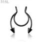 Faux Piercing Nez Septum Fer à Cheval à Pointes Acier 316L Noir PVD