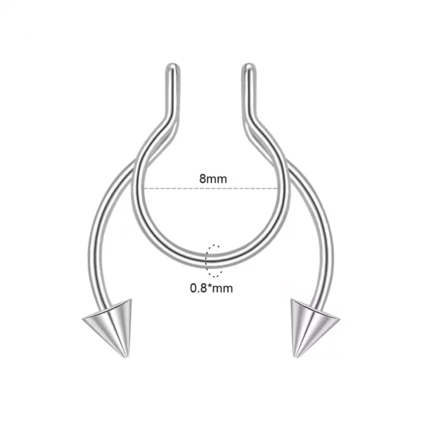 Faux Piercing Nez Septum en Acier Clair à Pointes Faux Piercing Nez Septum en Acier Clair à Pointes.
