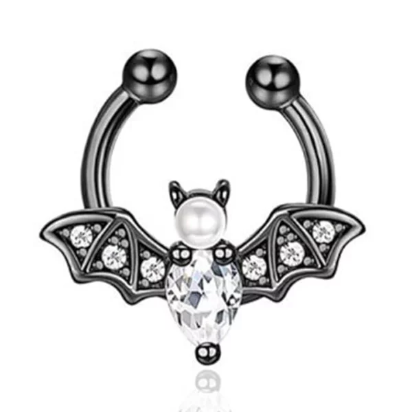 Faux Piercing Septum à Clip Chauve-Souris Scintillante.