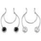 Faux Piercing Septum à Zircons Noirs ou Blancs, Serti Clos.