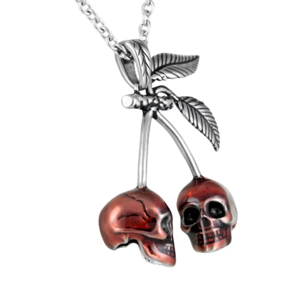 Pendentif Tête de Mort Cerise en Acier et Époxy Rouge avec Chaîne 60 cm Pendentif Tête de Mort Cerise en Acier et Époxy Rouge avec Chaîne 60 cm.