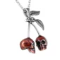 Pendentif Tête de Mort Cerise en Acier et Époxy Rouge avec Chaîne 60 cm.