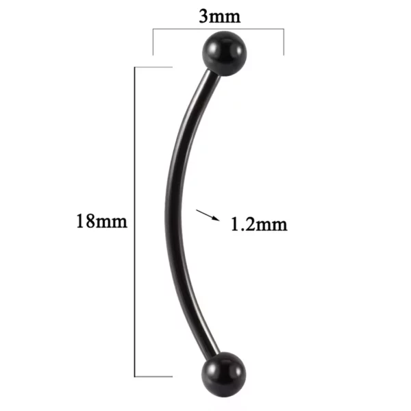 Piercing Banane 18 mm pour Snake Eyes ou Lobe Transversal (variante couleur noir) Piercing Banane 18 mm pour Snake Eyes ou Lobe Transversal (variante couleur noir).