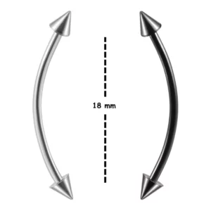 Piercing Barbell Courbé 18 mm avec Spikes.