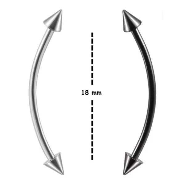 Piercing Barbell Courbé 18 mm avec Spikes.