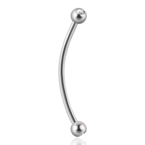 Piercing Barbell Courbé Long à Billes Serties.