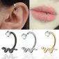 Piercing Fer à Cheval Serpent & Zircon pour Cartilage ou Lèvre.