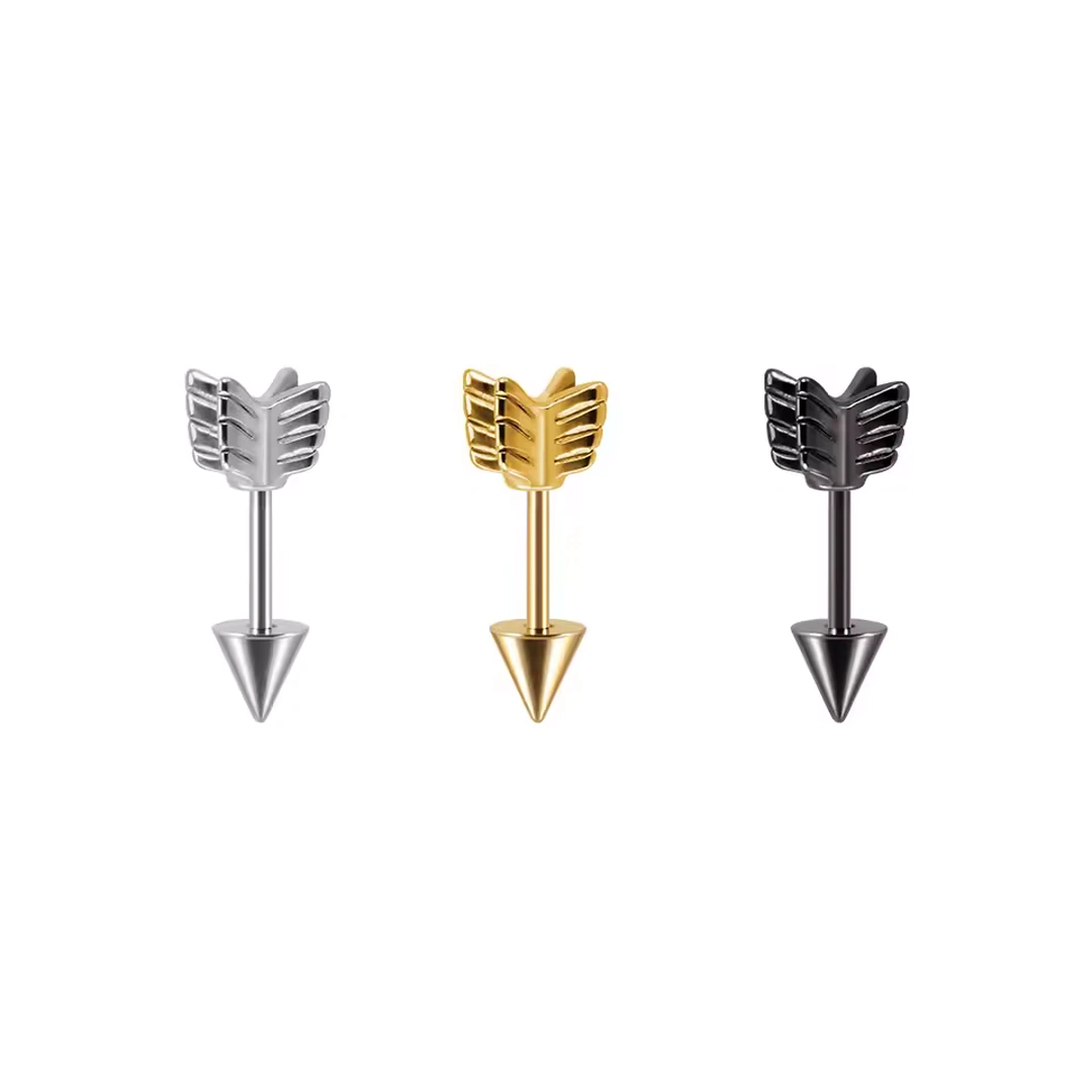 Piercing Flèche en Acier 1.2×6 mm – Lobe, Tragus, Hélix