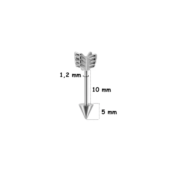Piercing Flèche en Acier 1.2×10 mm (variante couleur acier) Piercing Flèche en Acier 1.2×10 mm (variante couleur acier).
