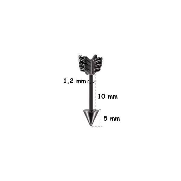 Piercing Flèche en Acier 1.2×10 mm (variante couleur noir) Piercing Flèche en Acier 1.2×10 mm (variante couleur noir).