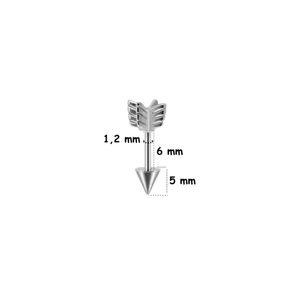 Piercing Flèche en Acier 1.2×6 mm Lobe, Tragus, Hélix (variante couleur acier) Piercing Flèche en Acier 1.2×6 mm Lobe, Tragus, Hélix (variante couleur acier).