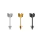 Piercing Flèche en Acier 1.2×10 mm Lobe ou Hélix (variantes couleur acier, doré ou noir).