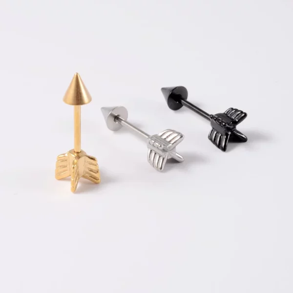 Piercing Flèche en Acier Chirurgical 316L Barbell 1.2×10 mm Couleurs Doré, Acier ou Noir Piercing Flèche en Acier Chirurgical 316L Barbell 1.2×10 mm Couleurs Doré, Acier ou Noir.