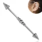 Piercing Industriel 38 mm Spikes Striés & Billes Centrées.