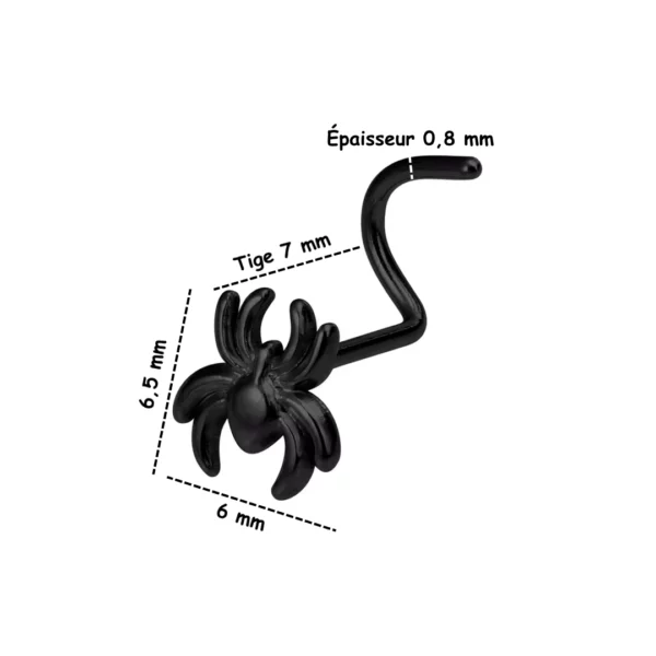 Piercing Nez Stud U Araignée Noire en Acier Chirurgical Ionisé (dimensions) Piercing Nez Stud U Araignée Noire en Acier Chirurgical Ionisé (dimensions).