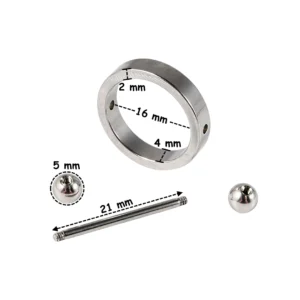 Piercing Téton Bouclier Circulaire avec Barre Traversante (dimensions).