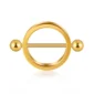 Piercing Téton Bouclier Circulaire avec Barre Traversante (variante acier doré PVD).