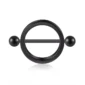 Piercing Téton Bouclier Circulaire avec Barre Traversante (variante acier noir PVD).