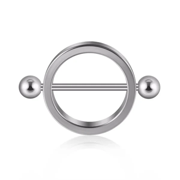 Piercing Téton Bouclier Circulaire avec Barre Traversante (variante acier poli) Piercing Téton Bouclier Circulaire avec Barre Traversante (variante acier poli).