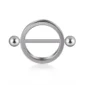 Piercing Téton Bouclier Circulaire avec Barre Traversante (variante acier poli).