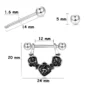 Piercing Téton Femme Arc de Roses Noires en Acier Chirurgical 316L (dimensions).