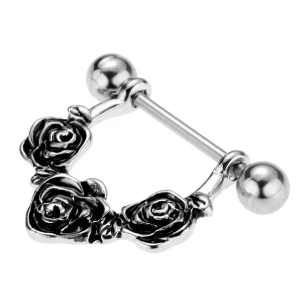 Piercing Téton Trio de Roses Noires en Acier Chirurgical 316L Piercing Téton Trio de Roses Noires en Acier Chirurgical 316L.