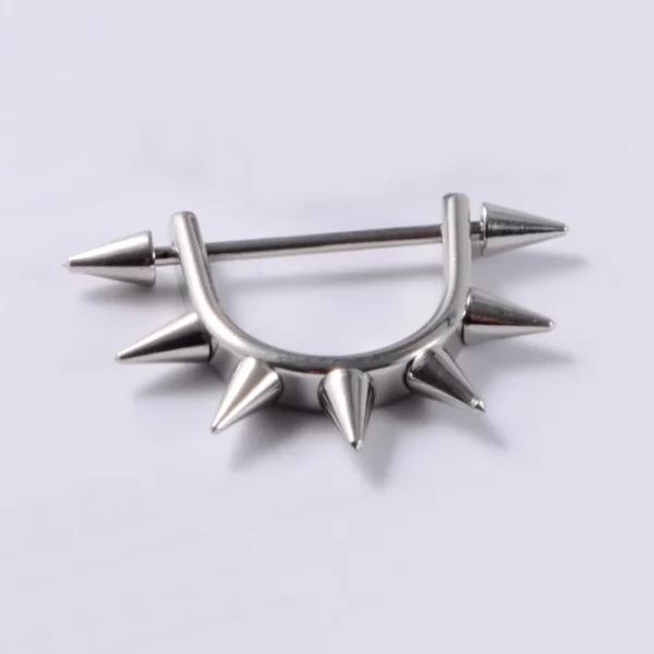 Piercing Téton en Forme de U Orné de Pointes en Acier Chirurgical 316L.