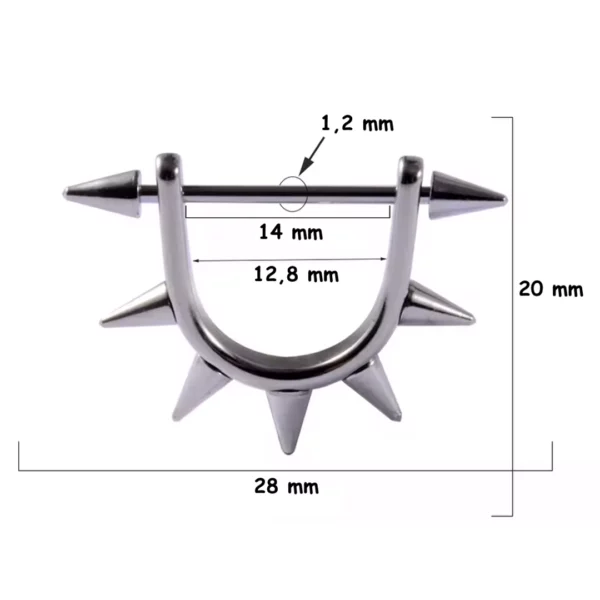 Piercing Téton en Forme de U à Pointes (dimensions) Piercing Téton en Forme de U à Pointes (dimensions).