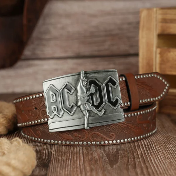 Boucle de Ceinture ACDC Angus Young sur ceinture rock Boucle de Ceinture AC/DC Angus Young sur ceinture rock.