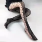 Collants Ajourés en Résille Noire à Motif Floral.