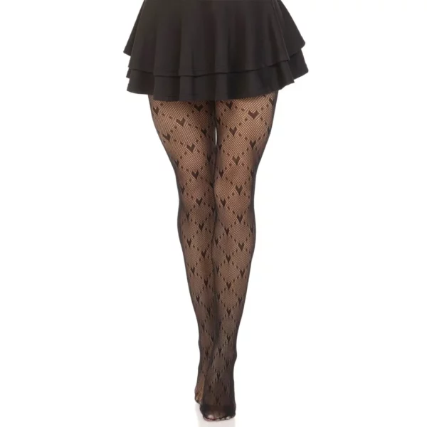 Collants Noirs Motif Cœur en Nylon & Élasthanne pour Femme Collants Noirs Motif Cœur en Nylon & Élasthanne pour Femme.