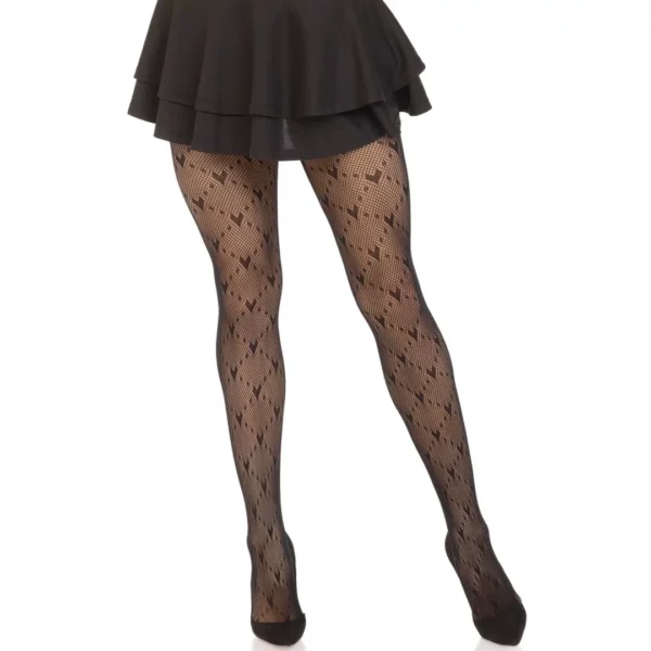 Collants Résille Noir Taille Haute pour Femme à Motif Cœur Collants Résille Noir Taille Haute pour Femme à Motif Cœur.