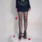 Collants Résille Noirs à Rayures Asymétriques - Style Punk Gothique.