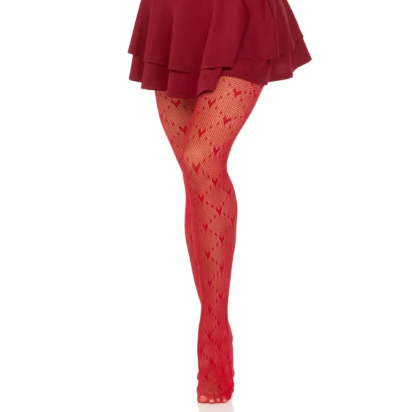 Collants Résille Rouges pour Femme à Motif Cœur Collants Résille Rouges pour Femme à Motif Cœur.