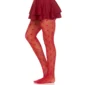 Collants Sexy en Résille à Design Cœur & Pois - Couleur Rouge.