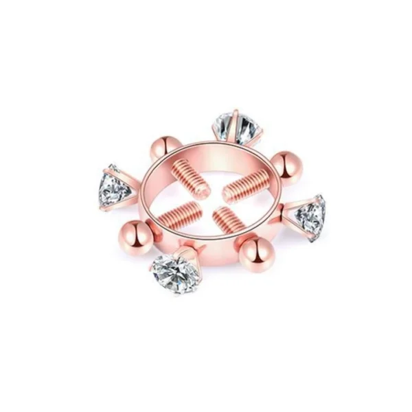 Faux Piercing Téton Anneau Scintillant à Vis de Serrage (variante couleur or rose PVD) Faux Piercing Téton Anneau Scintillant à Vis de Serrage (variante couleur or rose PVD).