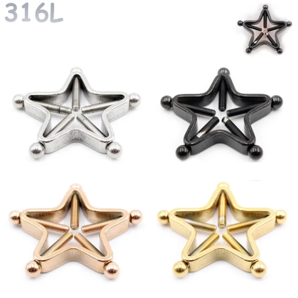 Faux Piercing Téton Étoile Industrielle à 5 Vis.