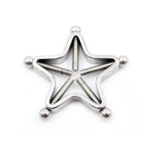 Faux Piercing Téton Étoile Industrielle à 5 Vis (variante couleur acier brut).
