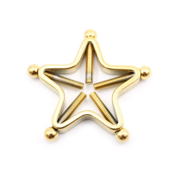 Faux Piercing Téton Étoile Industrielle à 5 Vis (variante couleur doré pvd) Faux Piercing Téton Étoile Industrielle à 5 Vis (variante couleur doré pvd).