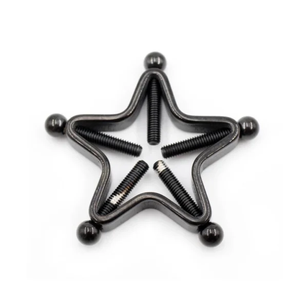 Faux Piercing Téton Étoile Industrielle à 5 Vis (variante couleur noir pvd) Faux Piercing Téton Étoile Industrielle à 5 Vis (variante couleur noir pvd).