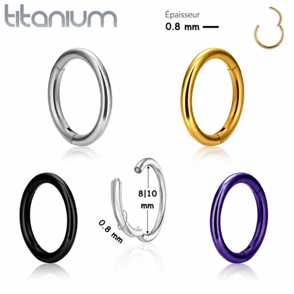 Piercing Narine Anneau Clicker en Titane ASTM-F136.