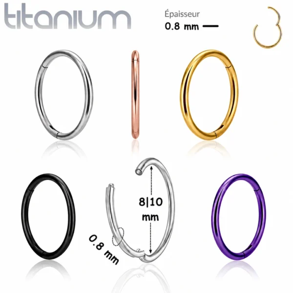 Piercing Narine Anneau Clicker en Titane ASTM-F136.