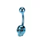 Piercing Nombril Tête de Mort aux Yeux Scintillants (variante couleur bleu et zircons noirs).