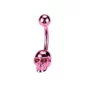 Piercing Nombril Tête de Mort aux Yeux Scintillants (variante couleur fuchsia et zircons rouges).