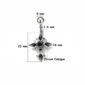 Piercing Nombril en Titane ASTM-F136 à Croix Sertie de Zircons Noirs (dimensions).