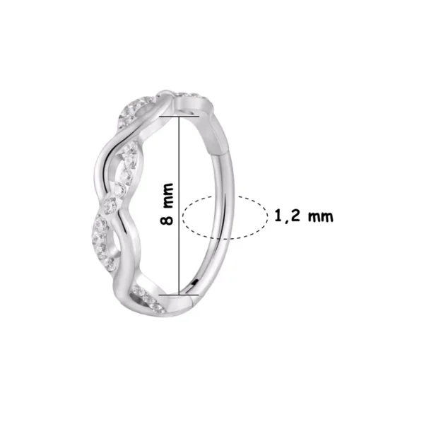 Anneau Clicker Titane Torsadé à Zircons Sertis (variante teinte brut 8 mm) Anneau Clicker Titane Torsadé à Zircons Sertis (variante teinte brut 8 mm).