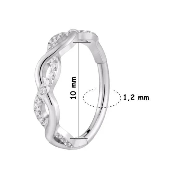 Anneau Clicker Titane Torsadé à Zircons Sertis (variante teinte naturelle 10 mm) Anneau Clicker Titane Torsadé à Zircons Sertis (variante teinte naturelle 10 mm).