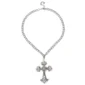 Collier Chaîne à Maillons Rainurés avec Croix Gothique Stylisée Constellée de Zircons.